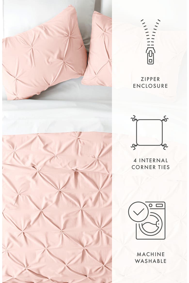 HOME SPUN Premium Ultra Soft 3-Piece Pinch Pleat Duvet Cover Set, Alternate, color, BLUSH