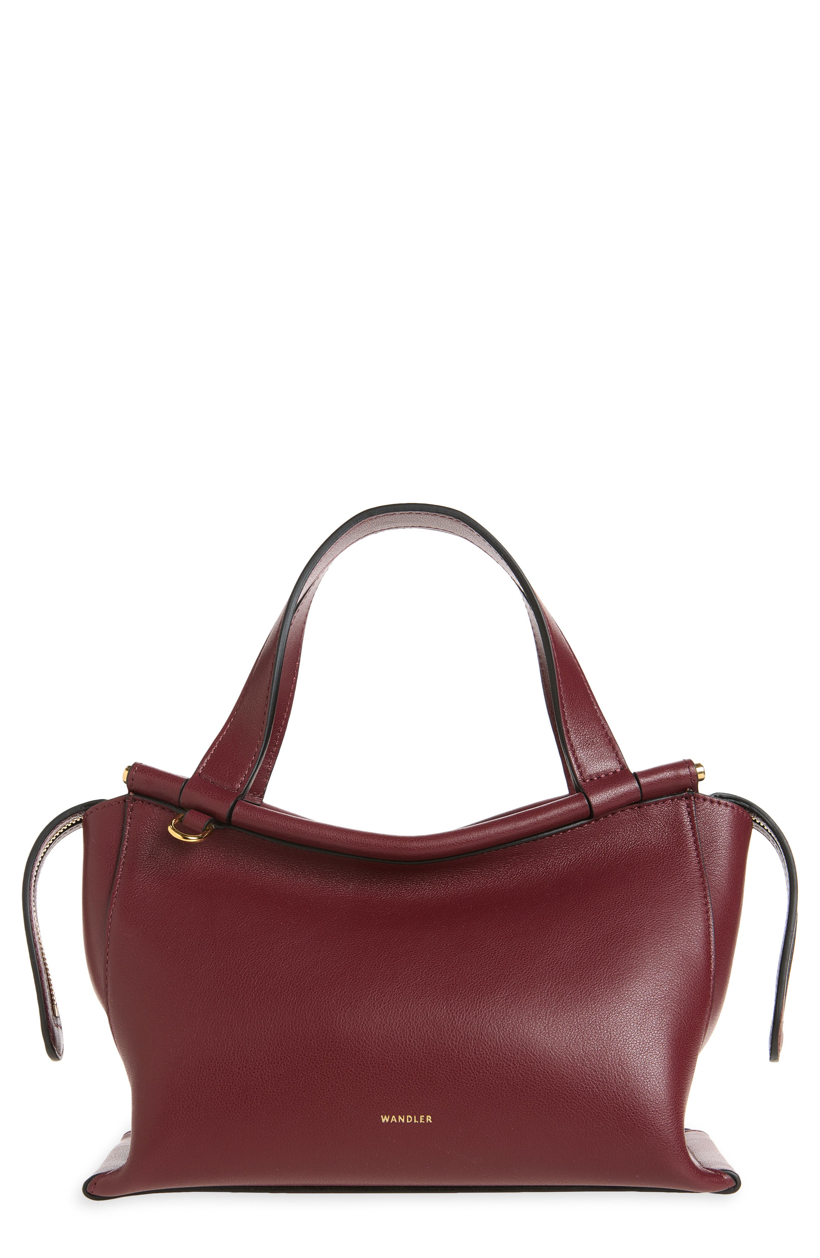 Ida Leather Top Handle Bag, Main, color, BORDEAUX