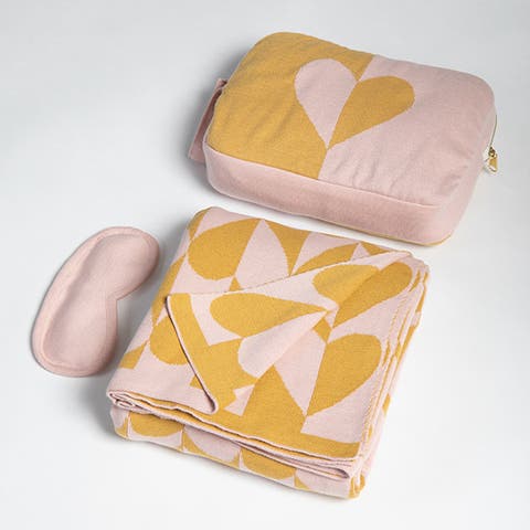 Amore Organic Cotton Travel Blanket and Eye Mask Set