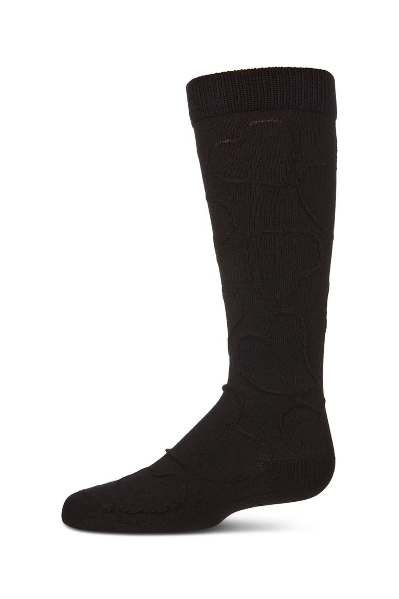 Stretch Multi Heart Design Knee Sock, Main, color, Black