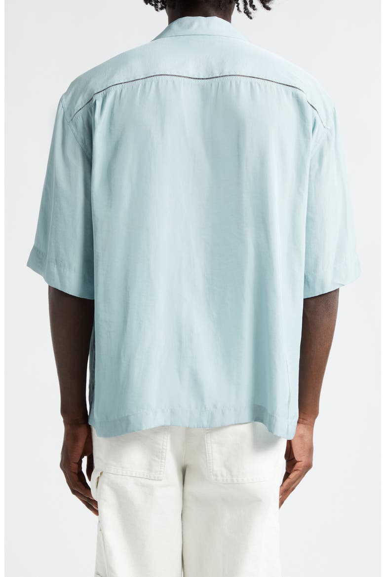 Curbank Colorblock Ladder Stitch Satin Camp Shirt, Alternate, color, LIGHT BLUE 514