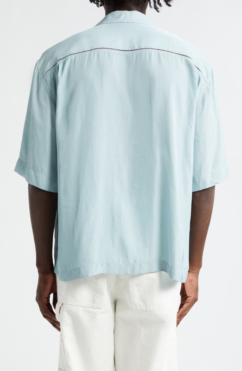 Dries Van Noten Curbank Colorblock Ladder Stitch Satin Camp Shirt, Alternate, color, 