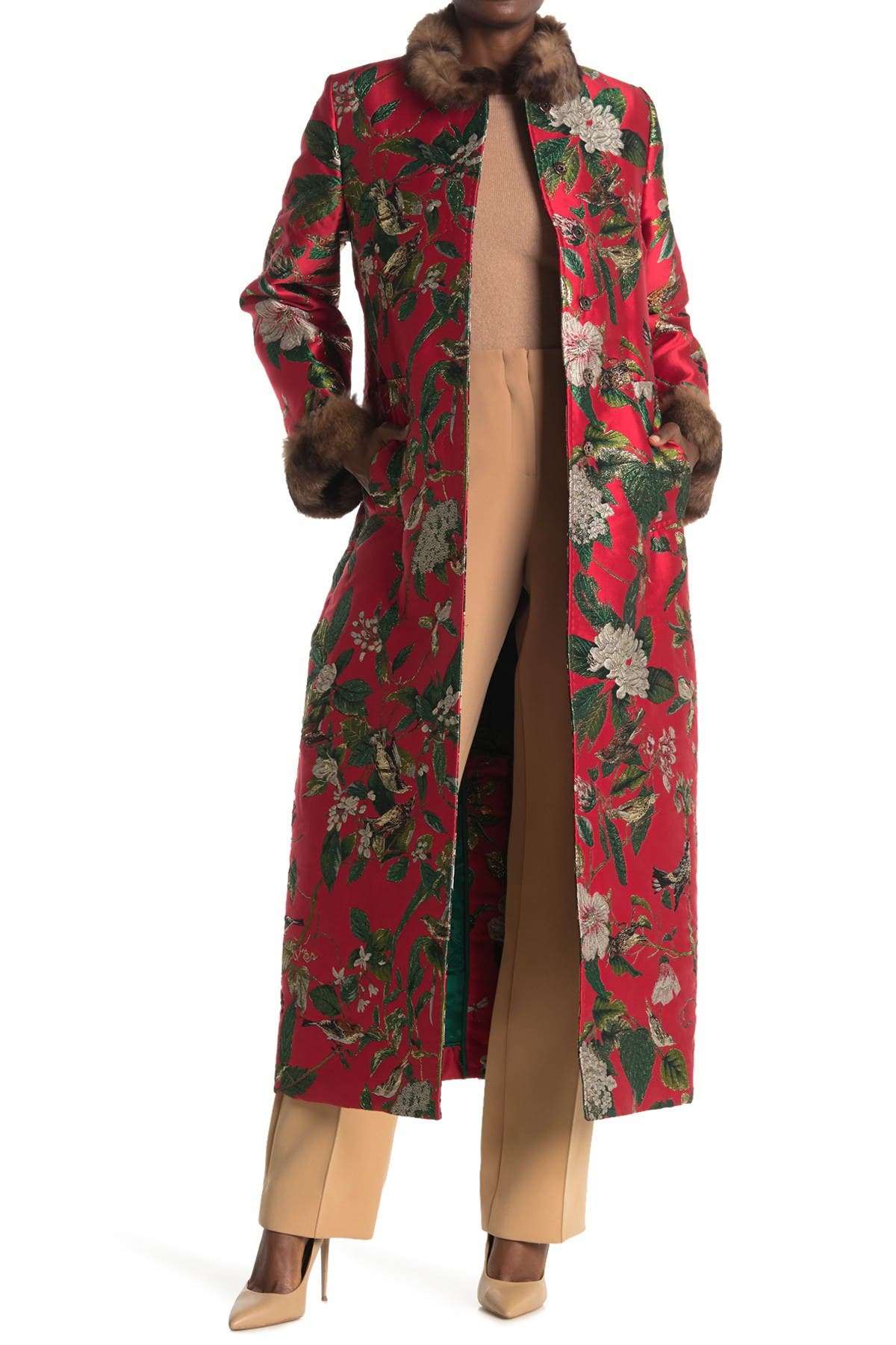 Dolce&Gabbana Genuine Rabbit Fur Trim Coat (Women) | Nordstromrack