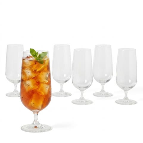 Virginia 6 Piece 14 Oz Stemmed Water Goblets, Glass Iced Tea Glasses