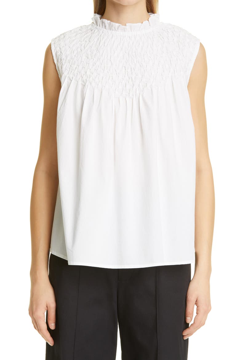 Xanica Smocked Sleeveless Blouse, Main, color, WHITE
