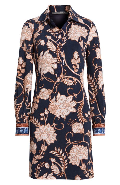 Julia Jordan Floral Long Sleeve Jersey Dress In Blue