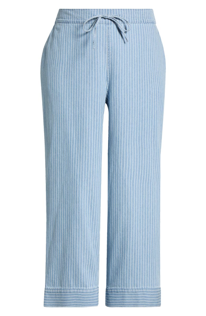 Jones New York Stripe Tie Waist Pants, Alternate, color, Medium Wash / White