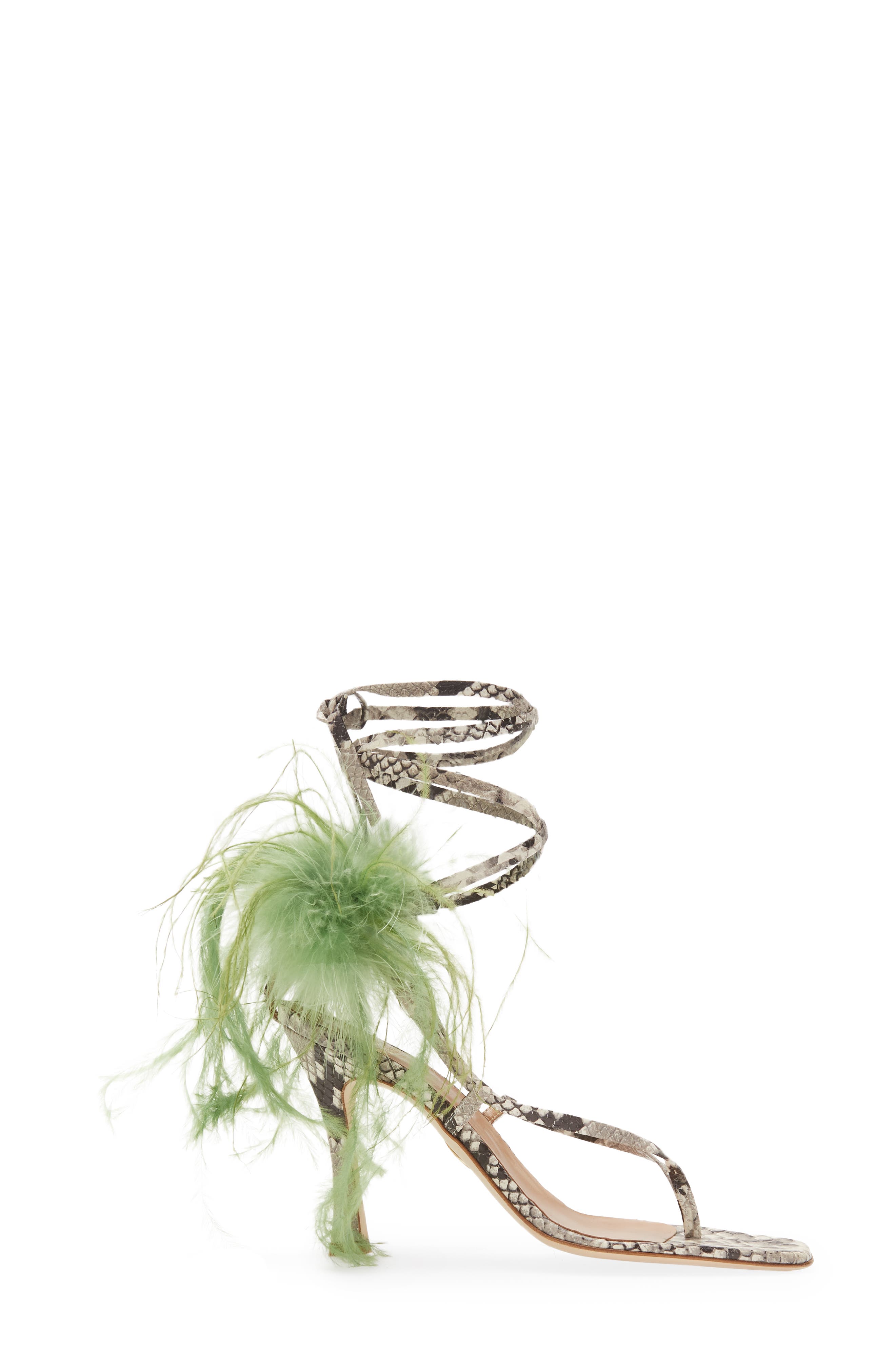 Feather Ankle Tie Sandal, Alternate, color, SNAKE/CACTUS
