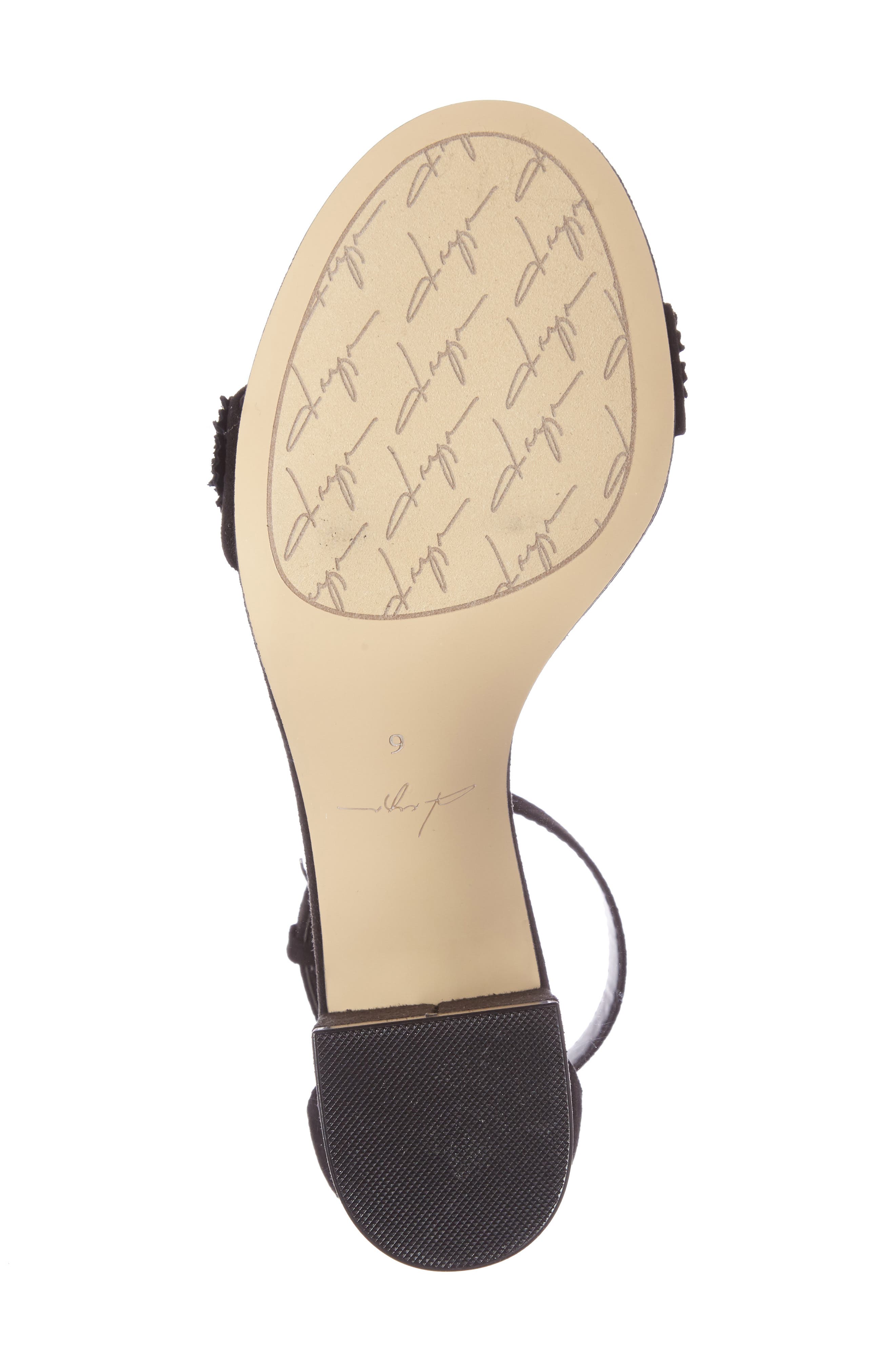 by Zendaya Marietta Flowered Sandal, Alternate, color, BLACK MICROSUEDE