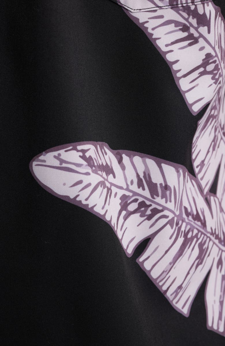 MAVRANS Tonal Jungle Print Short Sleeve Performance Camp Shirt, Alternate, color, Black