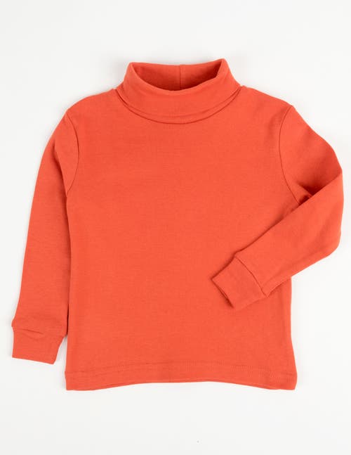 Leveret Kids Turtleneck, 100% Cotton, Solid Colors In Orange