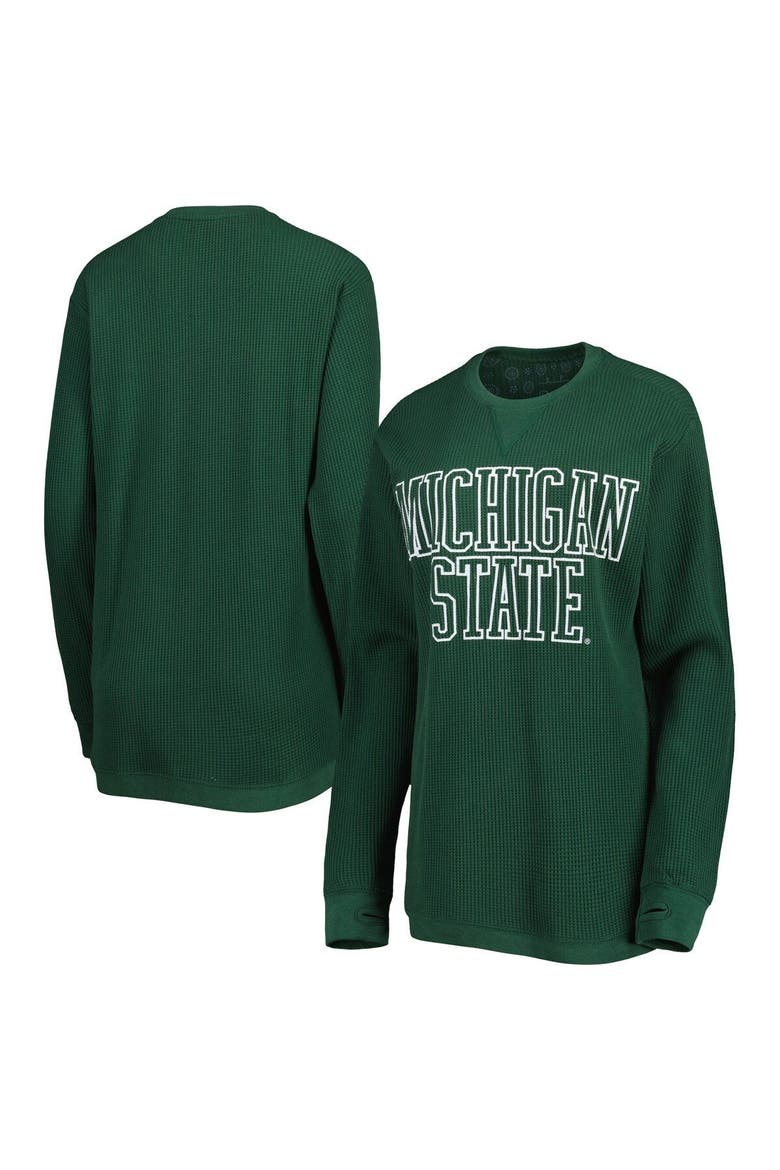 Women's Pressbox Green Michigan State Spartans Surf Plus Size Southlawn Waffle-Knit Thermal Tri-Blend Long Sleeve T-Shirt, Main, color, Green