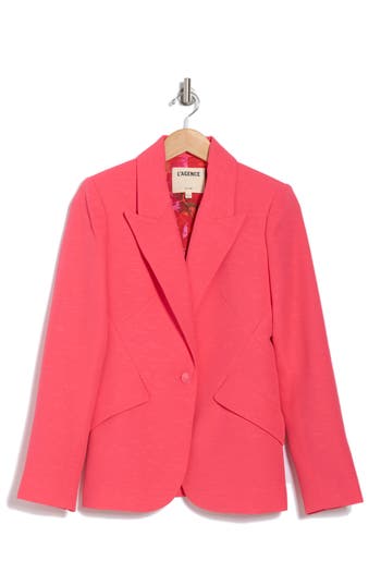 L Agence L'agence Chamberlain Blazer In Coral Fuchsia/multi Butterfly