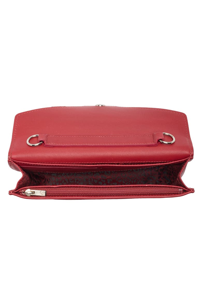 Mademoiselle Leather Wallet on a Chain, Alternate, color, GARNET RED