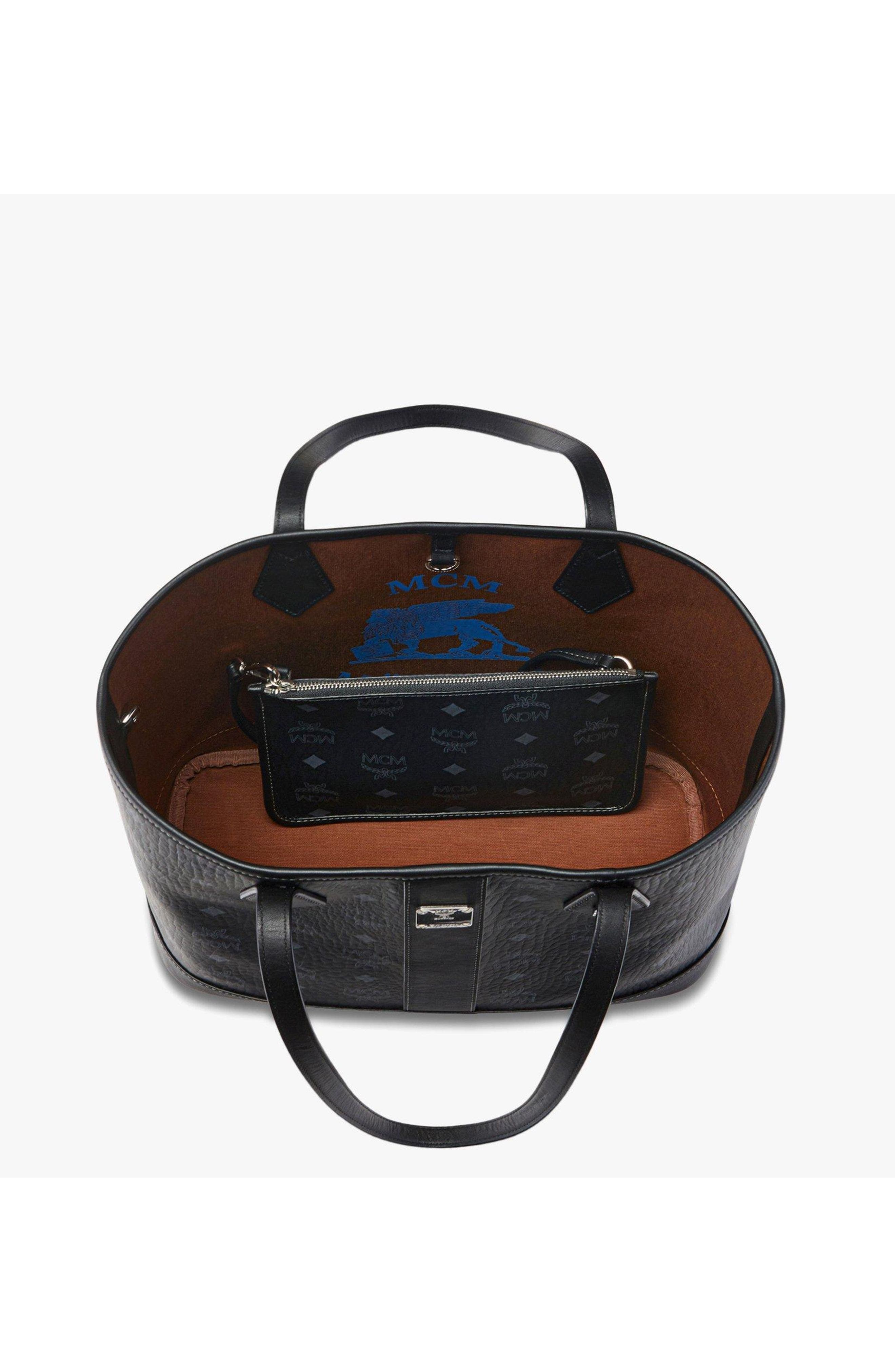 MCM New Small Liz Shopper in Visetos, Alternate, color, Black