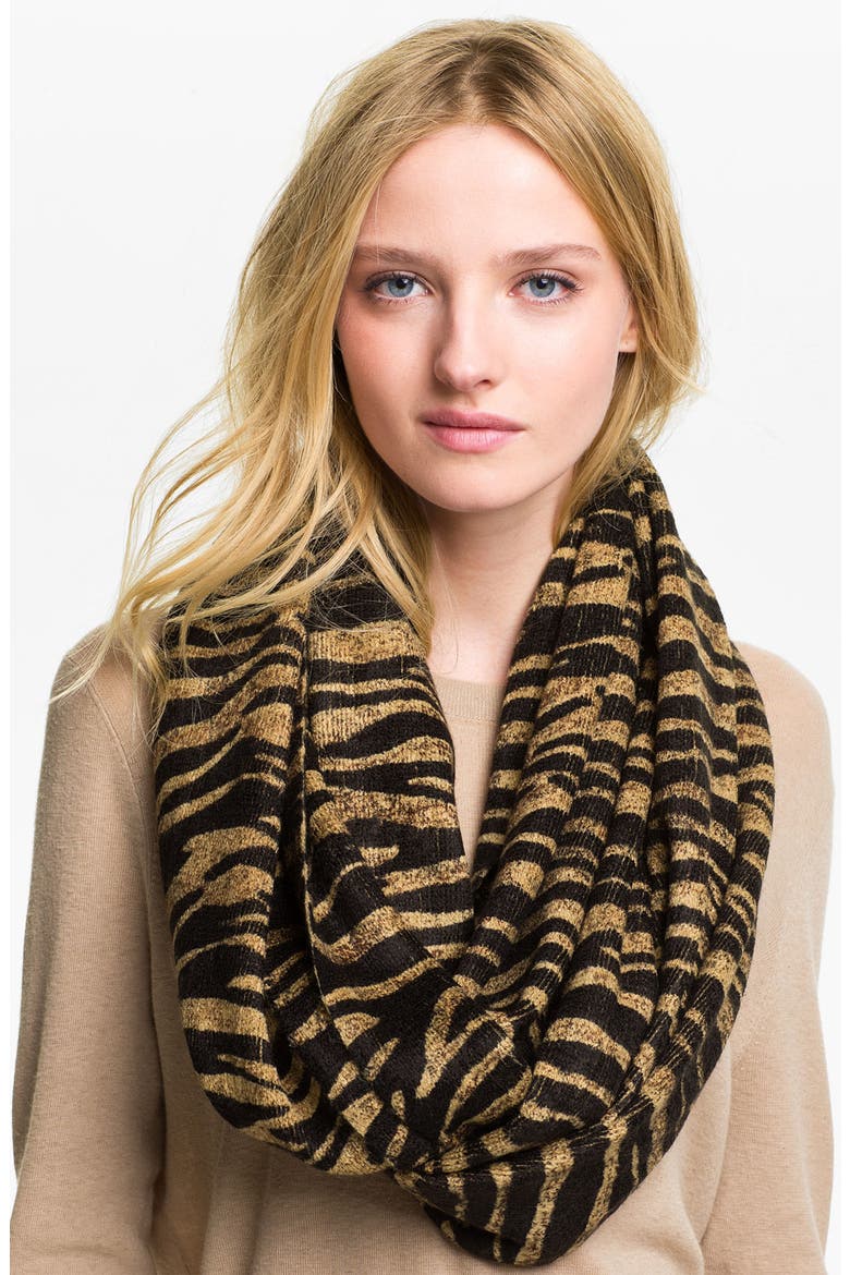 Animal Print Infinity Scarf, Main, color, TOPAZ GRANDE ZEBRA