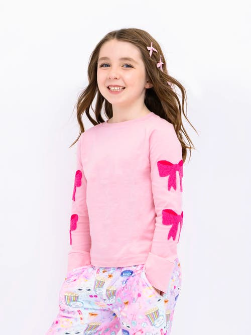 Preppy Goose Bows Sleeve Applique Long Sleeve T-Shirt in Light Pink  product