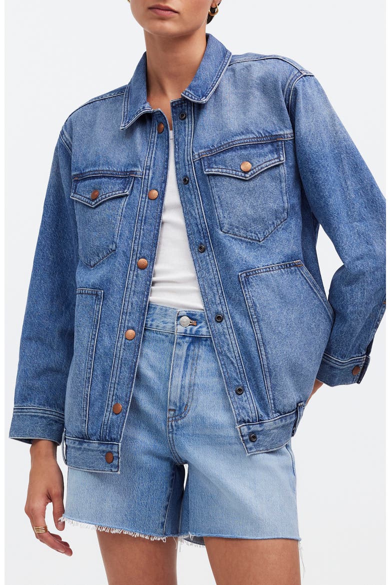 Oversize Trucker Jean Jacket, Main, color, SENTELL WASH