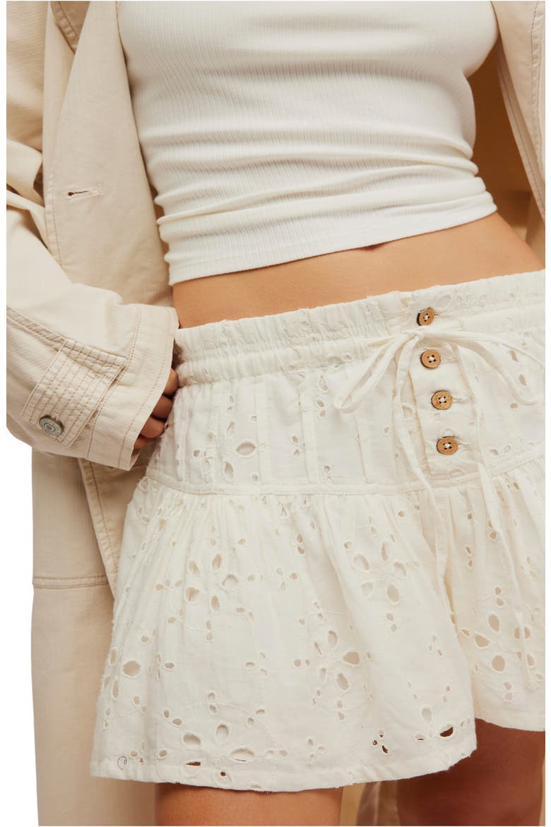 Roselle Eyelet Tie Waist Miniskirt, Alternate, color, IVORY