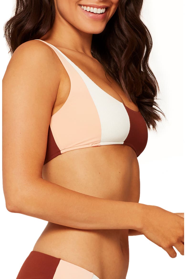 L Space Colorblock Bikini Top, Alternate, color, CREAM/ DESERT ROSE/ TOBACCO