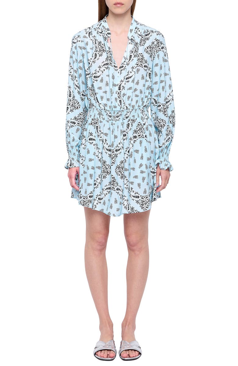 Zadig & Voltaire Rayados Long Sleeve Minidress, Main, color, Bleu Oxford