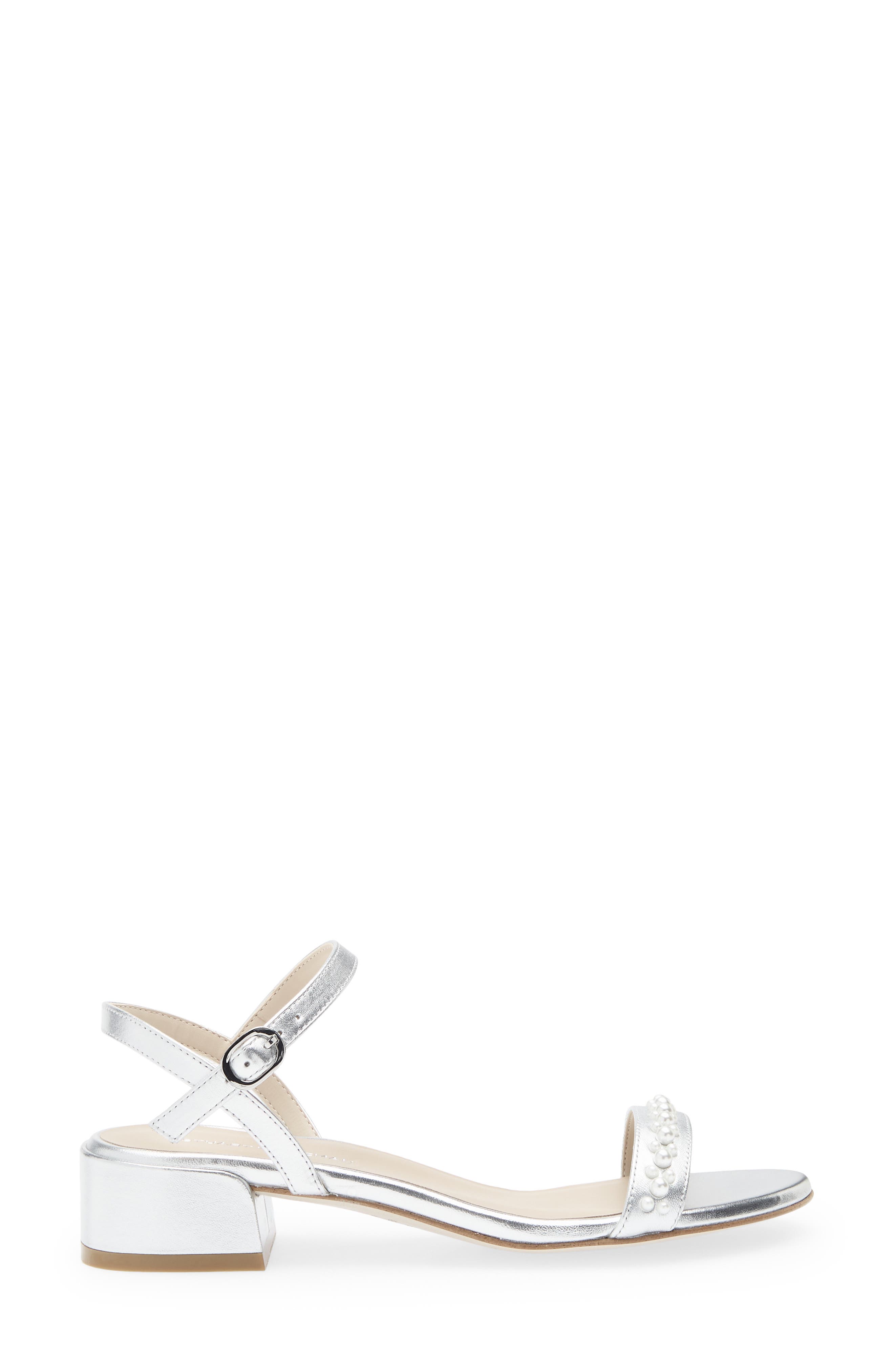 Stuart Weitzman Dancer Demipearl Sandal, Alternate, color, Silver