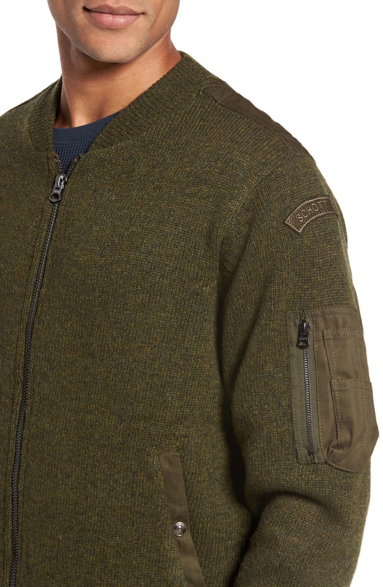 Schott NYC MA-1 Sweater Jacket, Alternate, color,