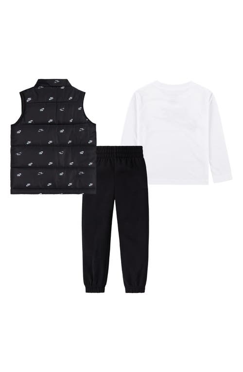 Nike Kids' Futura Puffer Vest, Logo T-shirt & Fleece Joggers Set In Black
