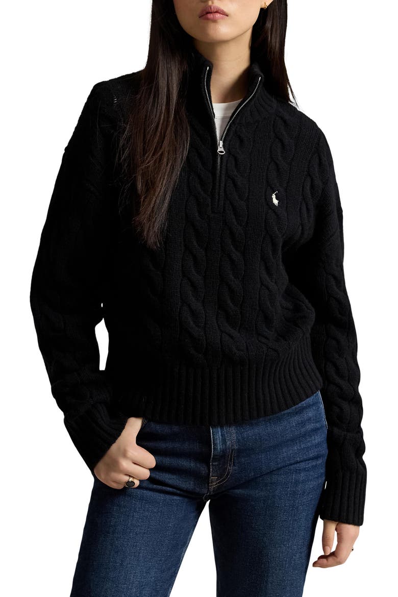 Polo Ralph Lauren Cable Wool & Cashmere Half-Zip Pullover (Women