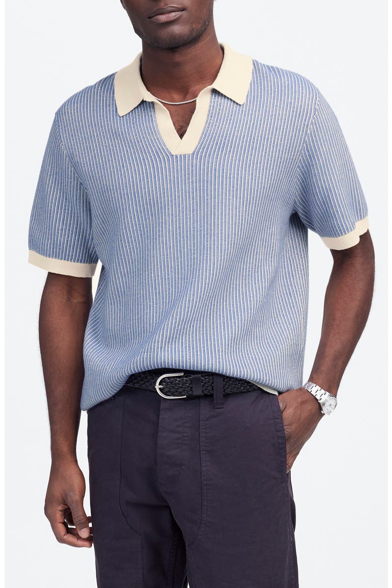 Johnny Collar Tuck Stitch Polo, Main, color, DOVE