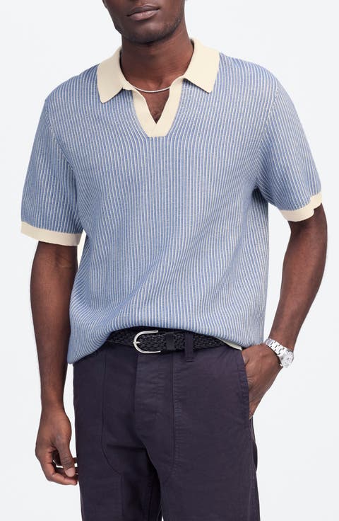 Johnny Collar Tuck Stitch Polo