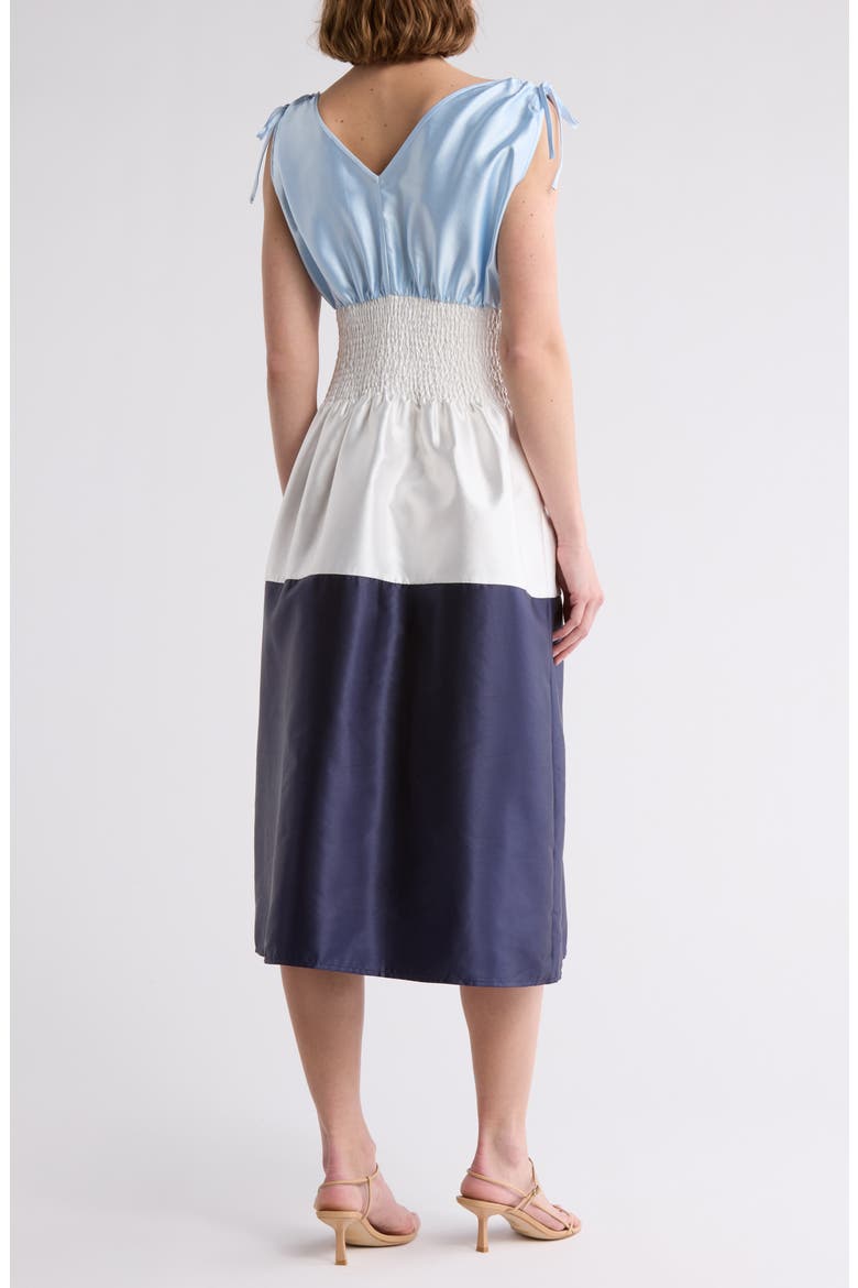 Kelli Shantung Colorblock Midi Dress, Alternate, color, LIGHT BLUE