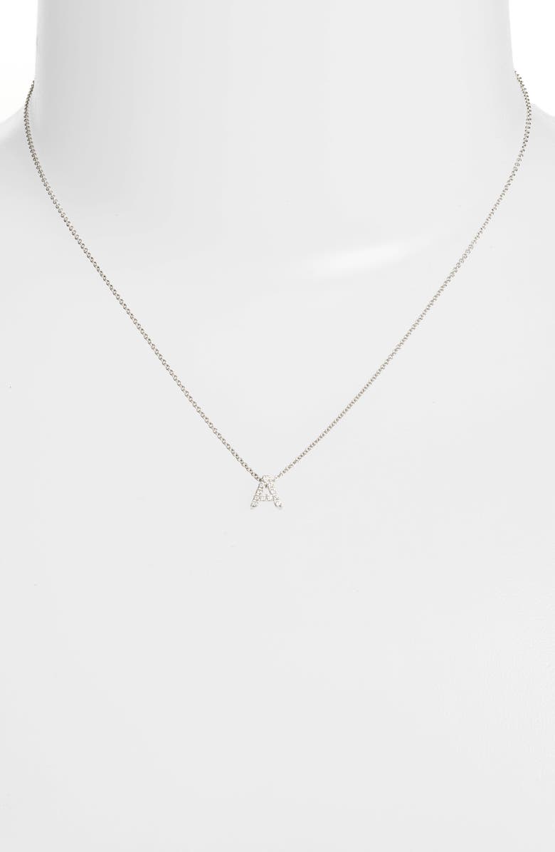 Bony Levy Diamond Pavé Initial Pendant Necklace, Alternate, color, 18K White Gold - A