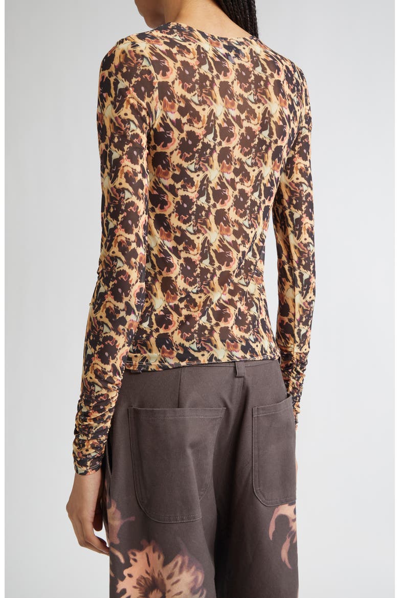 Serpentine Leopard Floral Long Sleeve Mesh Top, Alternate, color, LEOPARD PEONY