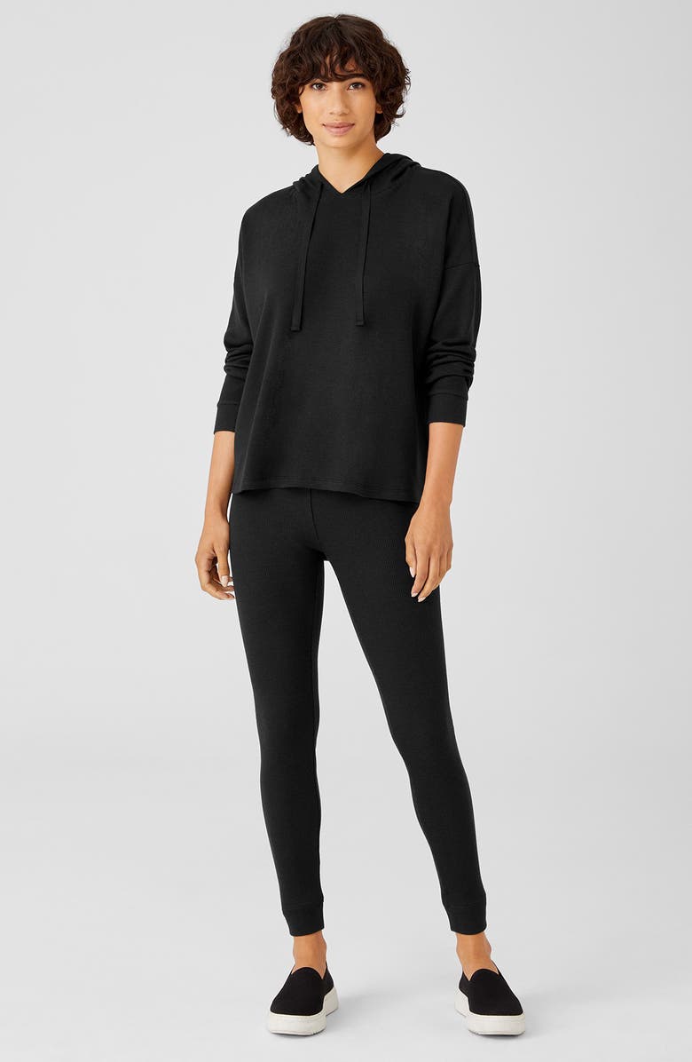 Eileen Fisher Boxy Waffle Weave Hoodie, Alternate, color, 