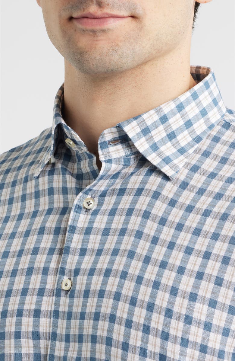 johnnie-O Tad Plaid Linen Blend Button-Up Shirt, Alternate, color, 