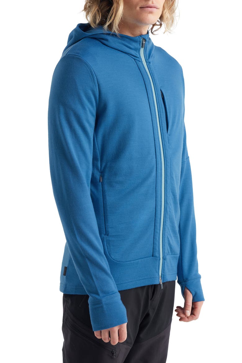 Quantum III Merino Wool Zip Hoodie, Alternate, color, AZUL/ HAZE