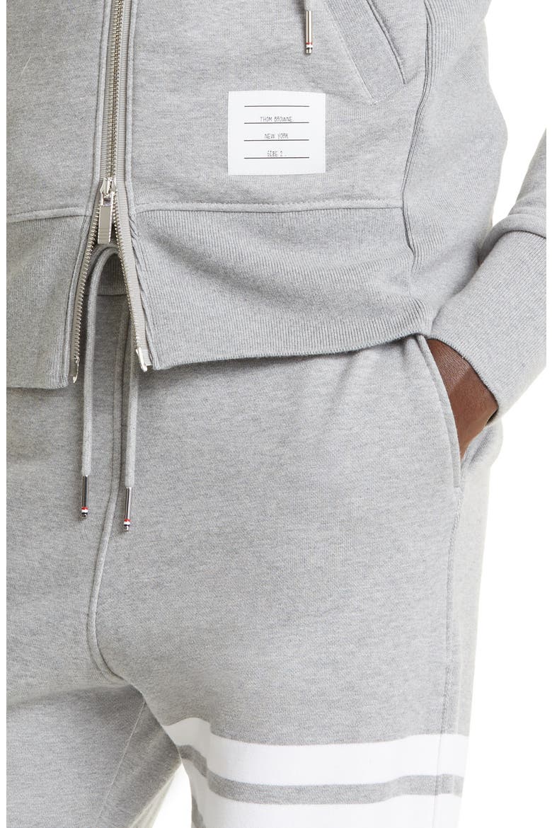 Classic 4-Bar Zip Cotton Hoodie, Alternate, color, 068 - LT GREY HTR/OPTIC WHITE
