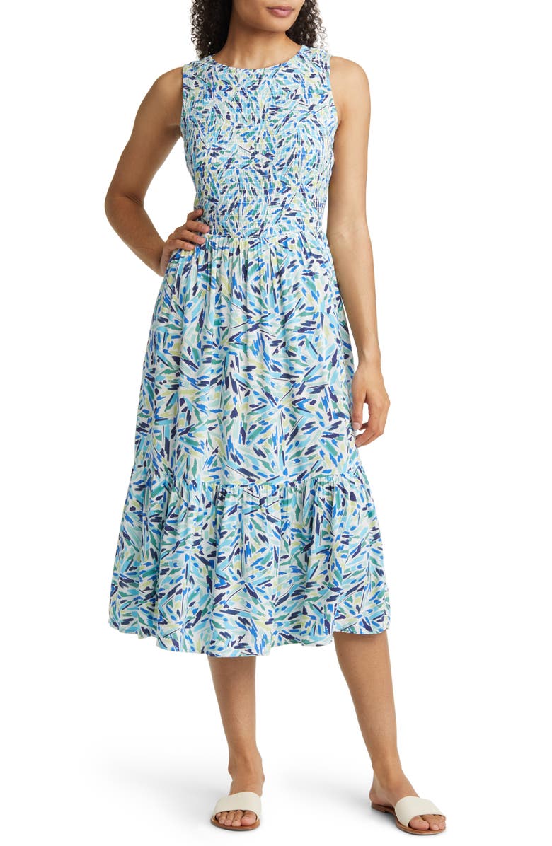 beachlunchlounge Print Sleeveless Midi Dress, Main, color, 
