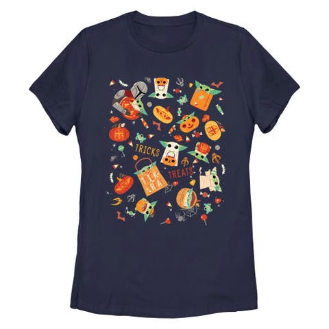 Women's Star Wars The Mandalorian Halloween Candy Collage  Graphic T-Shirt