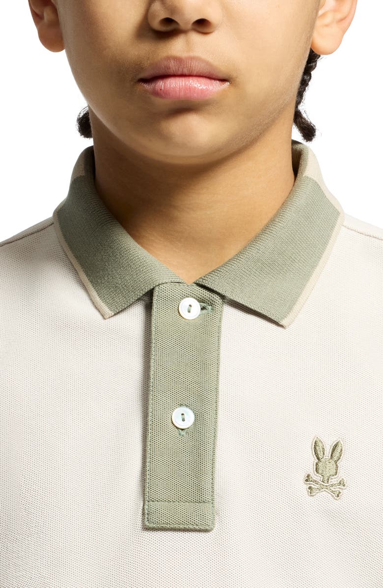 Psycho Bunny Kids' Thatcher Cotton Pique Polo, Alternate, color, Natural Linen