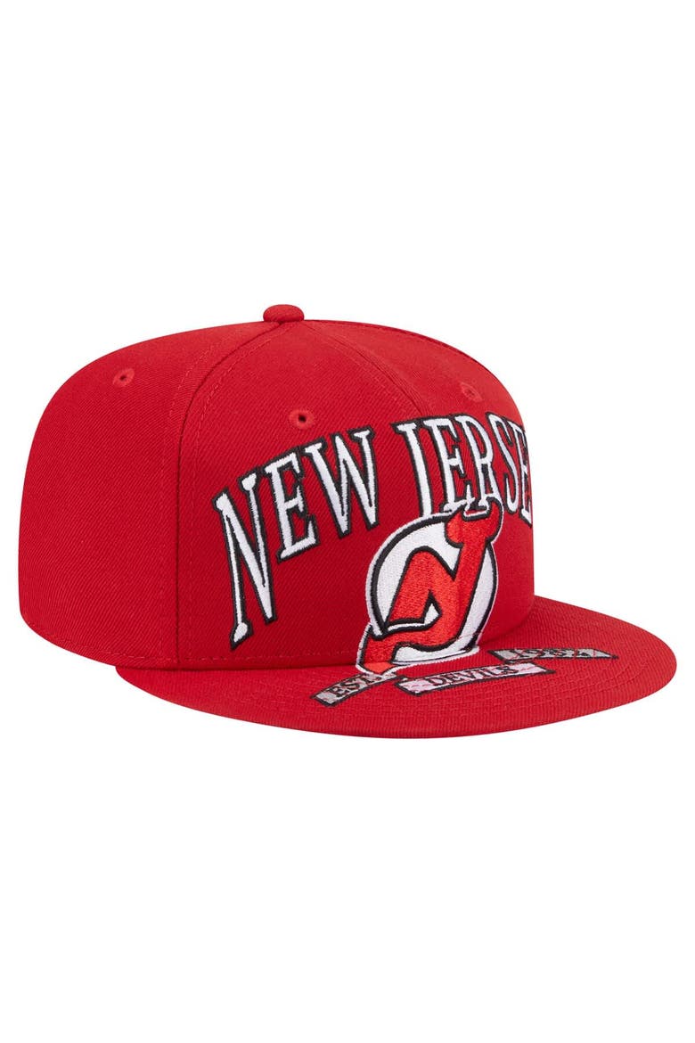 Men's New Era Red New Jersey Devils Oversized Vintage Arch 59Fifty Fitted Hat, Alternate, color, Red