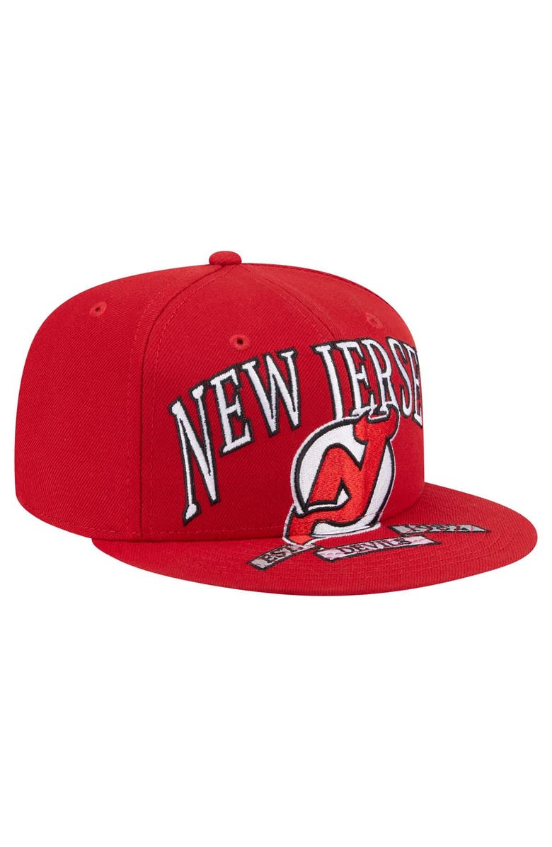 New Era Men
s New Era Red New Jersey Devils Oversized Vintage Arch 59Fifty Fitted Hat, Alternate, color, Red