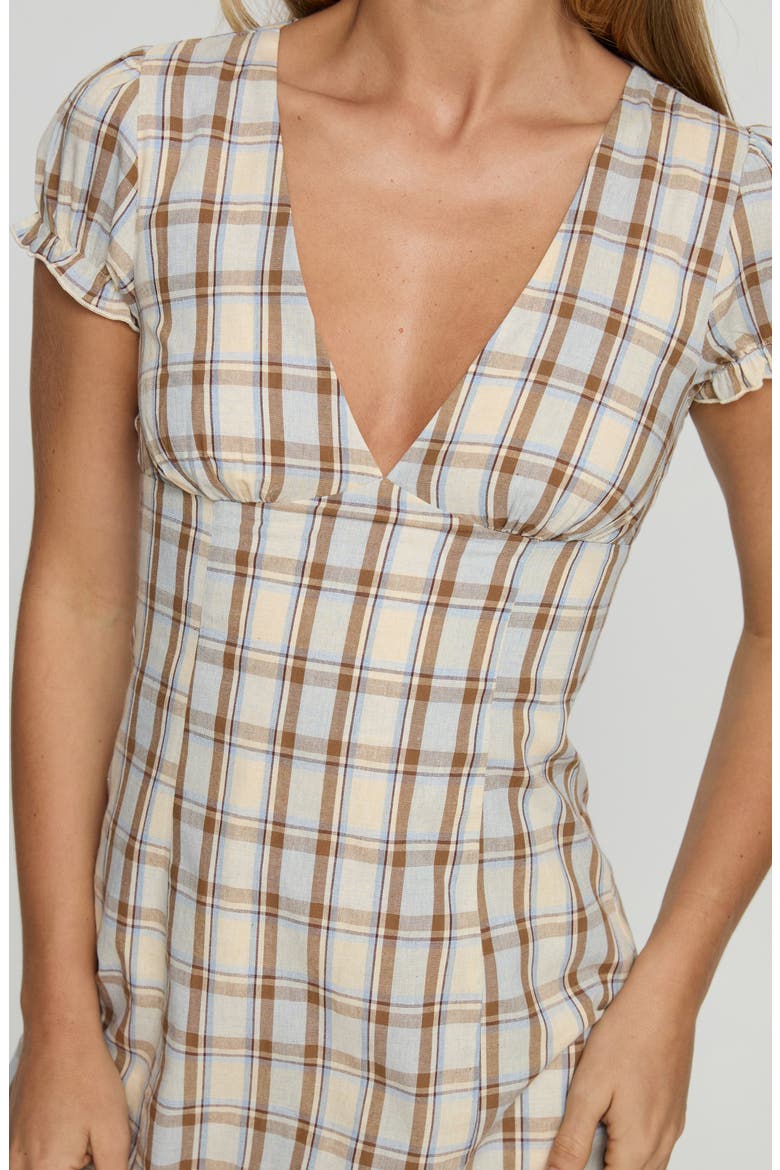 Mystee Check Cotton Skirted Romper, Alternate, color, BLUE CHECK
