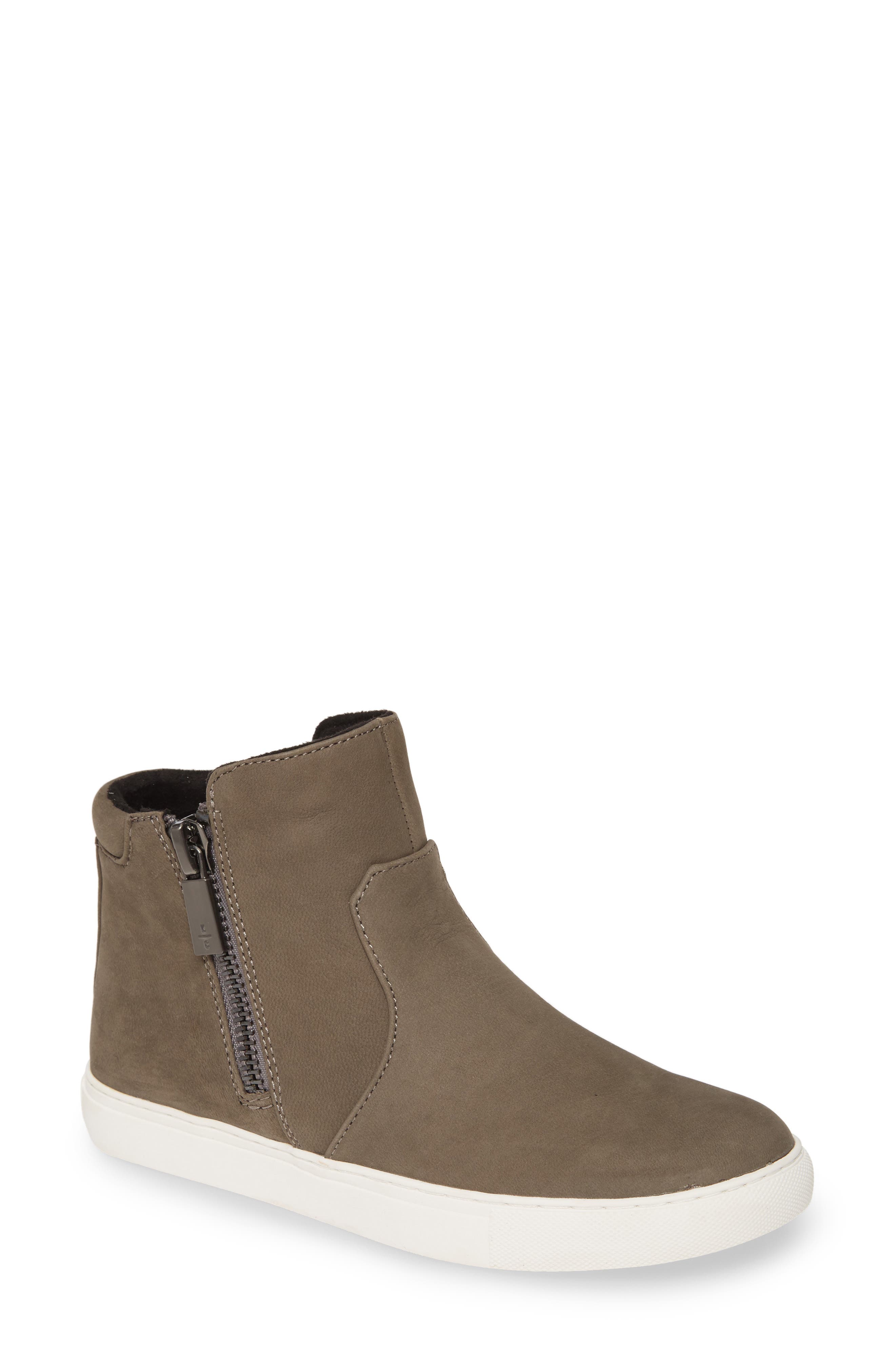 'Kiera' Zip High Top Sneaker, Main, color, CEMENT NUBUCK LEATHER