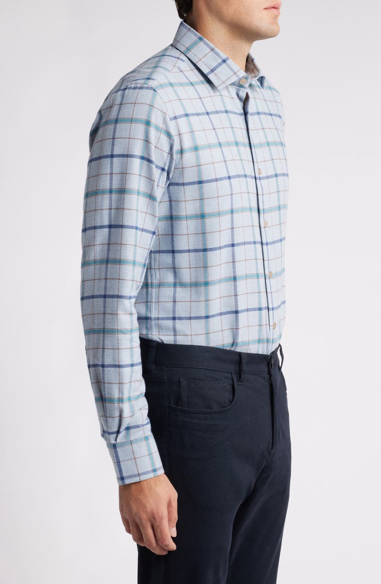 Scott Barber Mélange Exploded Tattersall Flannel Button-Up Shirt, Alternate, color,