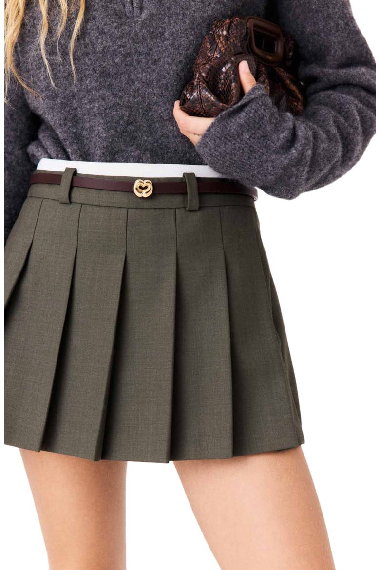 Pleated skirt-effect shorts, Alternate, color, Khaki
