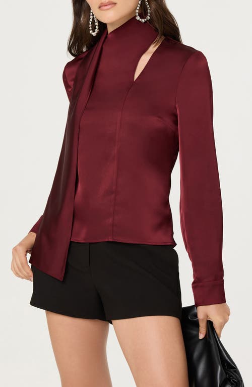 Astr The Label Felista Scarf Neck Long Sleeve Shirt In Burgundy