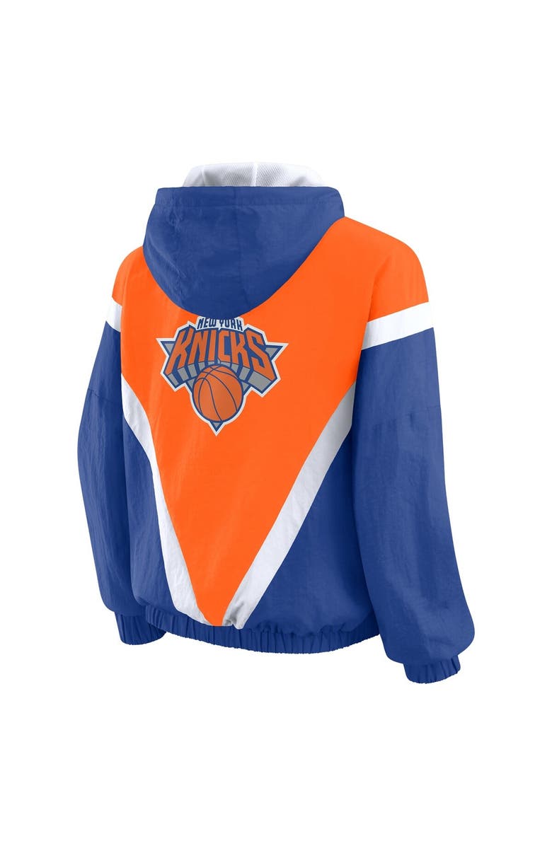 WEAR by Erin Andrews Women's WEAR by Erin Andrews  Orange/Royal New York Knicks Colorblock Full-Zip Hoodie Windbreaker Jacket, Alternate, color, Orange
