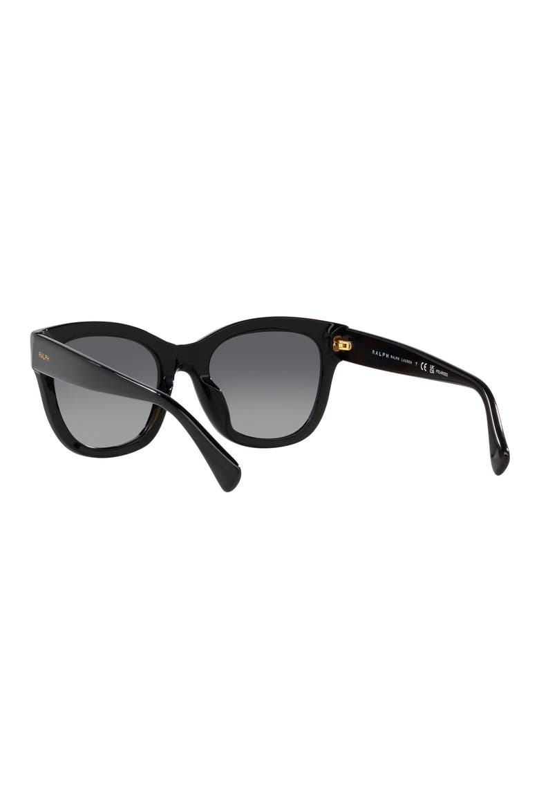 52mm Gradient Polarized Oval Sunglasses, Alternate, color, SHINY BLACK